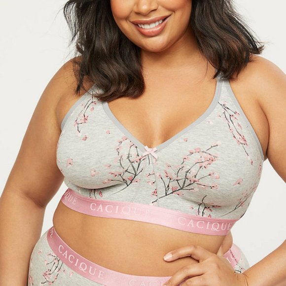 NEW 40G Size Lane Bryant Unlined Full Coverage No wire floral print gray bra - Picture 1 of 2